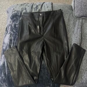 Fashion Nova Charcoal Faux Leather Trousers